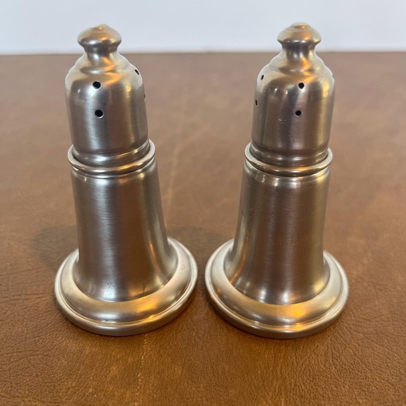 Vintage Empire Pewter Salt and Pepper Shakers with Glass Inserts - Picture 1 of 8